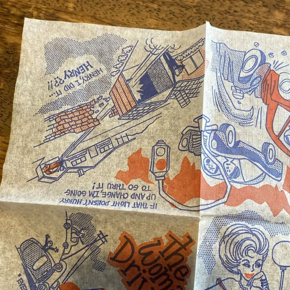 Vintage Cocktail Napkin Sex Stereotype Adult Humor Joke Funny “Woman Driver”